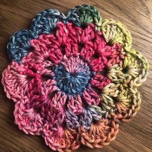 *HOMEMADE* crocheted coasters (4 pack)
